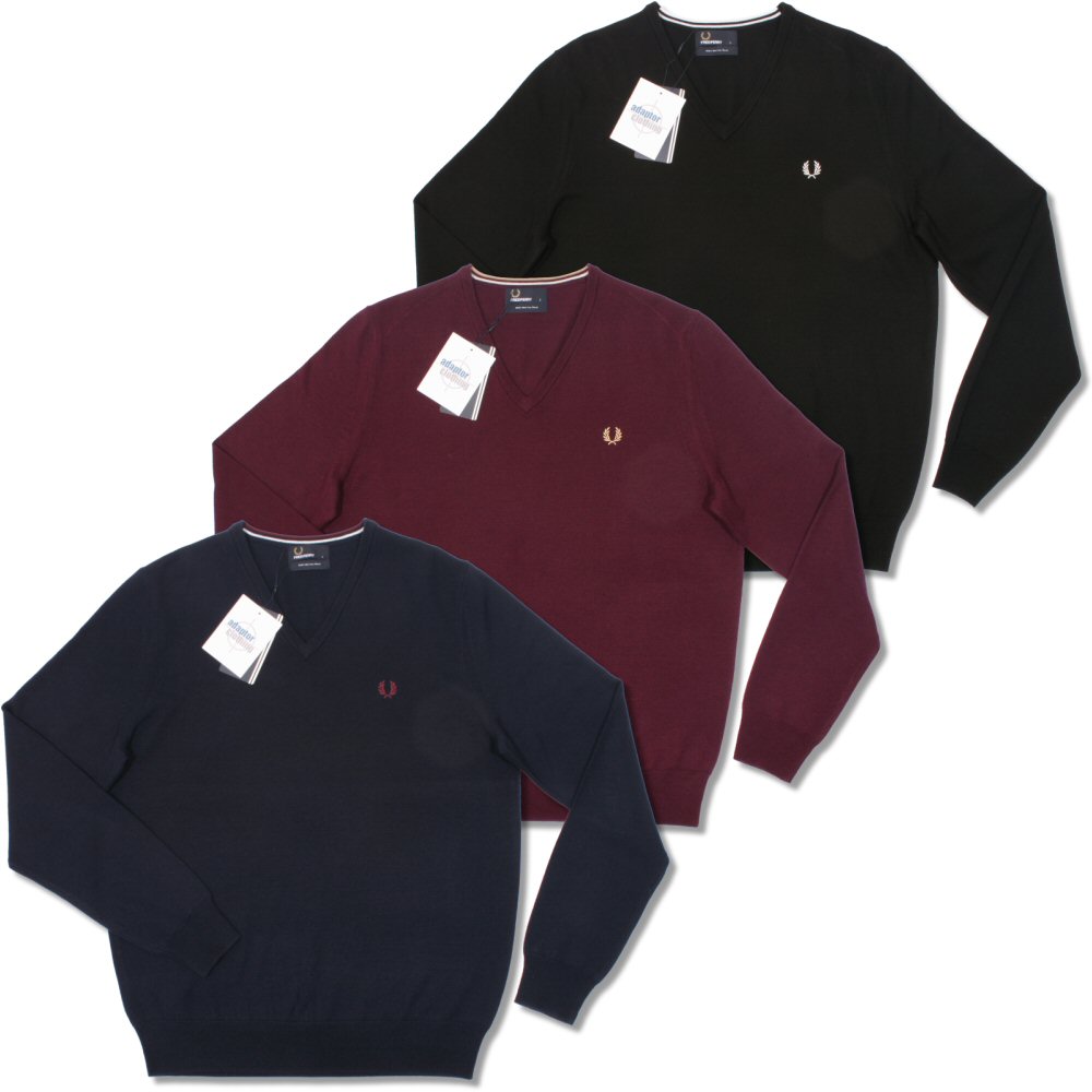 Fred Perry Mod 60's Merino Wool Knit V Neck Jumper | Adaptor Clothing